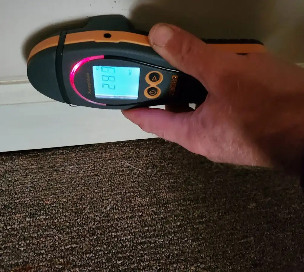 Moisture detection at baseboard during Burst Pipe Cleanup in Nottingham